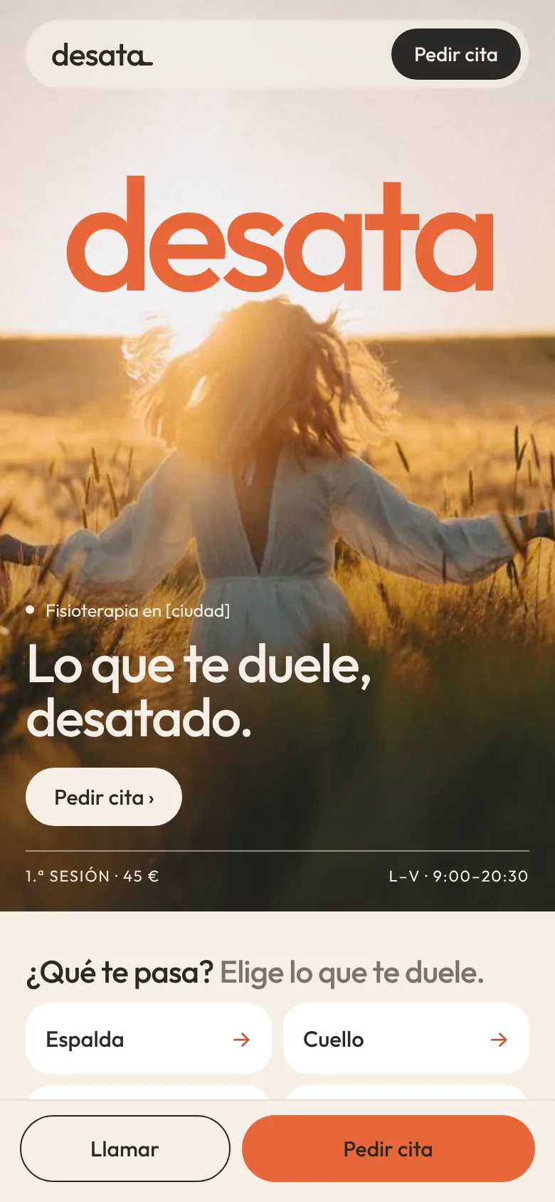 Portada de Desata en móvil con la palabra desata sobre una foto a contraluz