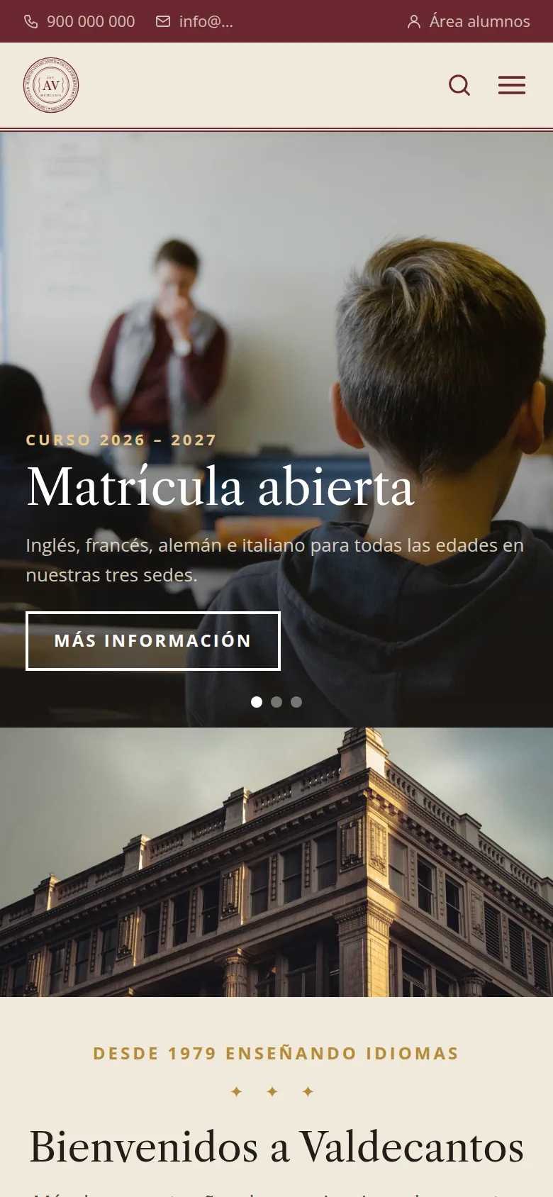 Portada original en móvil