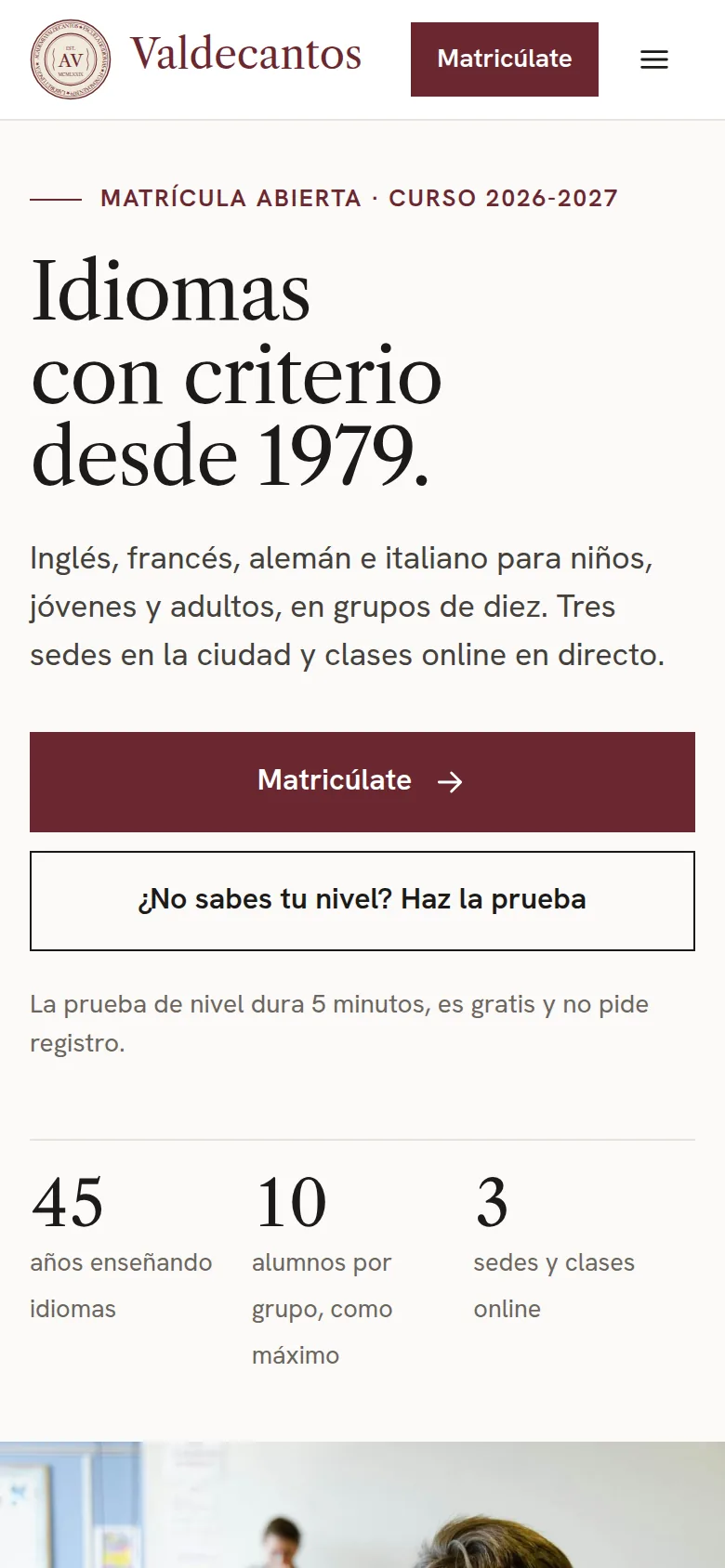 Portada rediseñada en móvil